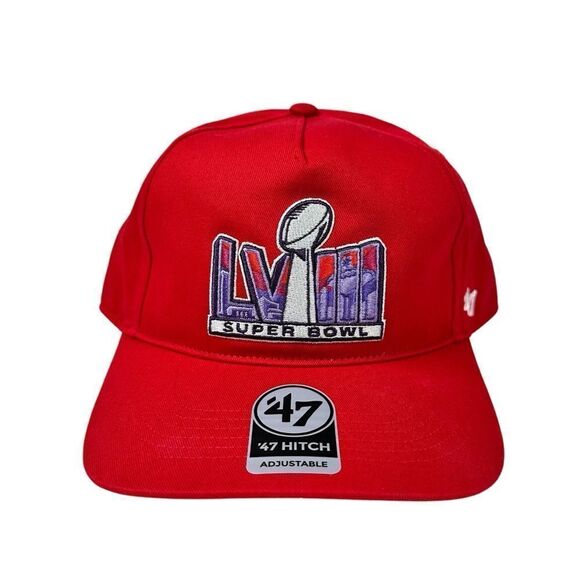 NFL Super Bowl 58 LVIII 47 Brand SnapBack Las Vegas Red Cap - Picture 1 of 8